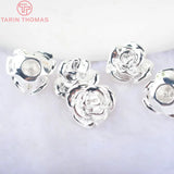 6PCS 13*9MM 24K Brass Rose Flower Bracelets Spacer Beads