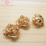 6PCS 13*9MM 24K Brass Rose Flower Bracelets Spacer Beads