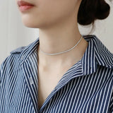 925 Silver Zirconia Tennis Choker Necklace FINE Jewelry
