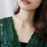925 Silver Zirconia Tennis Choker Necklace FINE Jewelry