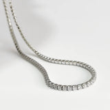 925 Silver Zirconia Tennis Choker Necklace FINE Jewelry