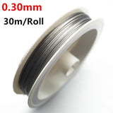 30M Silver Tone Beading Wire 0.3mm-0.6mm Stainless Steel Wire Tiger