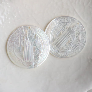 2Pcs Natural Pearl Shell Jesus Style Earring Charms Findings
