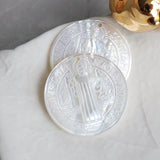 2Pcs Natural Pearl Shell Jesus Style Earring Charms Findings
