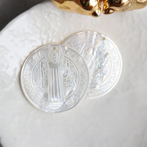 2Pcs Natural Pearl Shell Jesus Style Earring Charms Findings