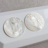 2Pcs Natural Pearl Shell Jesus Style Earring Charms Findings