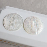 2Pcs Natural Pearl Shell Jesus Style Earring Charms Findings