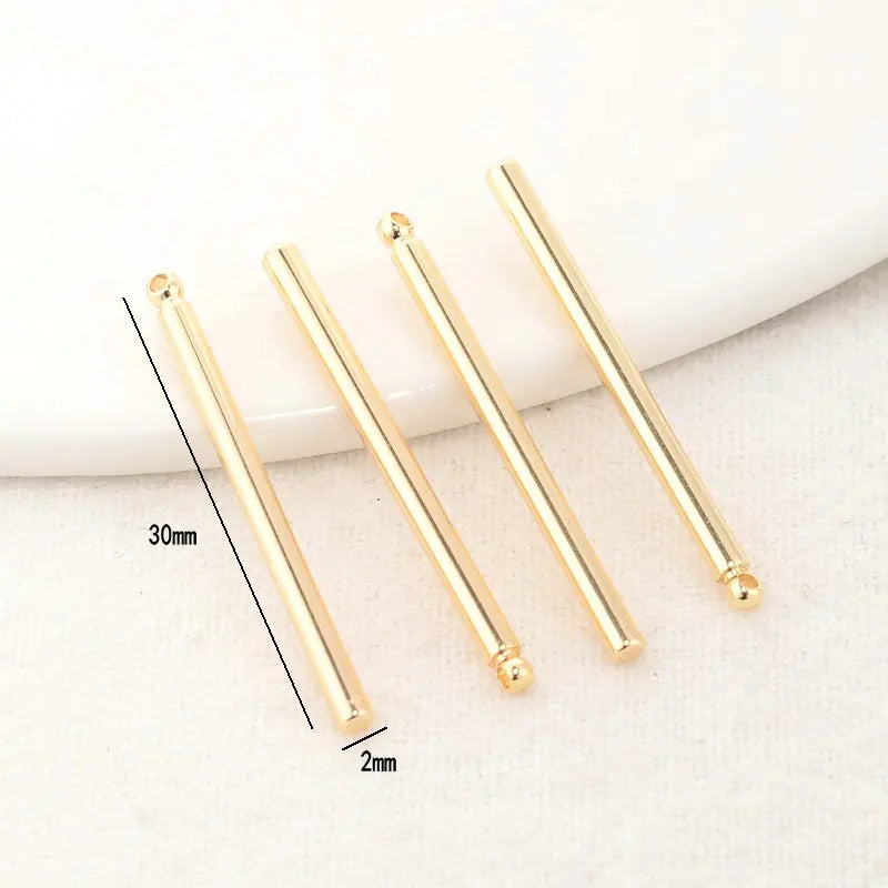 30MM 35MM 50MM 14K Brass Stick Charms Pendants Jewelry Making Supplies