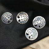 4Pcs Natural Pearl Mother Shell Round Tree Style Charms Beads