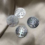 4Pcs Natural Pearl Mother Shell Round Tree Style Charms Beads