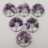 30MM Amethysts Life Tree Chakra Reiki Healing Necklace Pendant 12pcs