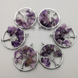 30MM Amethysts Life Tree Chakra Reiki Healing Necklace Pendant 12pcs