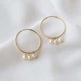 30MM Hoop Earrings Natural Pearls Filled Circle Earrings Boho Brincos Pendientes
