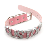 30MM Rhinestone Letter Daddy Slave Collar Choker Necklace Goth BDSM Role Age