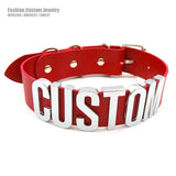 30MM Red PU Letters Collar Choker Necklace Name Buckle Chocker Jewelry