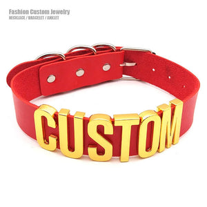 Sexy Red PU Leather Collars Letters Slave Hotwife Choker Necklaces
