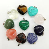 30MM Heart Natural Stone Pendants Necklace Jewelry Making 10pcs/lot