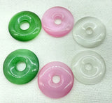 30mm Quartz Cat's Eye Opal Donut Pendant Charms for Jewelry Making - 12Pcs