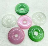 30mm Quartz Cat's Eye Opal Donut Pendant Charms for Jewelry Making - 12Pcs