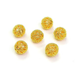 30PCS 14K Plated Brass Hollow Round Beads High Jewelry Accessories