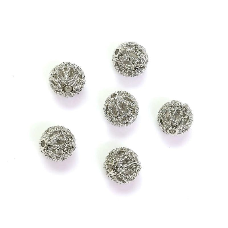 30PCS 14K Plated Brass Hollow Round Beads High Jewelry Accessories
