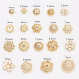 30PCS 14K Plated Brass Flower Beads Caps Filigree End Cap DIY Jewellery Crafts