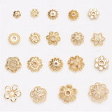 30PCS 14K Plated Brass Flower Beads Caps Filigree End Cap DIY Jewellery Crafts