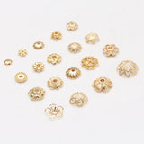 30PCS 14K Plated Brass Flower Beads Caps Filigree End Cap DIY Jewellery Crafts