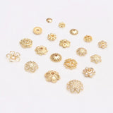 30PCS 14K Plated Brass Flower Beads Caps Filigree End Cap DIY Jewellery Crafts