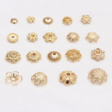 30PCS 14K Plated Brass Flower Beads Caps Filigree End Cap DIY Jewellery Crafts