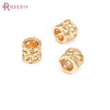 30PCS 18K Brass Cylinder Hollow Spacer Large Hole Beads Bracelet Jewelry Making