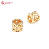 30PCS 18K Brass Cylinder Hollow Spacer Large Hole Beads Bracelet Jewelry Making