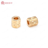 30PCS 18K Brass Cylinder Hollow Spacer Large Hole Beads Bracelet Jewelry Making