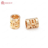 30PCS 18K Brass Cylinder Hollow Spacer Large Hole Beads Bracelet Jewelry Making