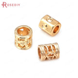 30PCS 18K Brass Cylinder Hollow Spacer Large Hole Beads Bracelet Jewelry Making