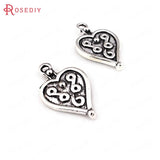 30PCS Antique Silver Heart Charms Pendants Jewelry Making Supplies DIY