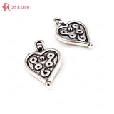 30PCS Antique Silver Heart Charms Pendants Jewelry Making Supplies DIY