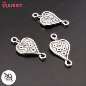 30PCS Antique Silver Heart Charms Pendants Jewelry Making Supplies DIY