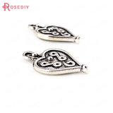 30PCS Antique Silver Heart Charms Pendants Jewelry Making Supplies DIY