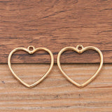 30PCS 24*25mm Metal Alloy Double Sided Hollow Love Charms Heart Pendants