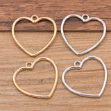 30PCS 24*25mm Metal Alloy Double Sided Hollow Love Charms Heart Pendants