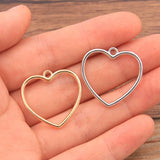 30PCS 24*25mm Metal Alloy Double Sided Hollow Love Charms Heart Pendants
