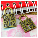 30PCS Antique Bronze Plated Lock Charms Pendants