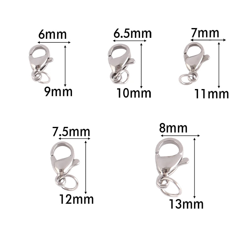 30PCS 316L Stainless Steel Lobster Clasps Jewelry Making Accessories