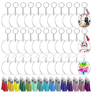 30PCS 4 Inch Acrylic Set, Clear Bulk with Ring, for Vinyl DIY Craft
