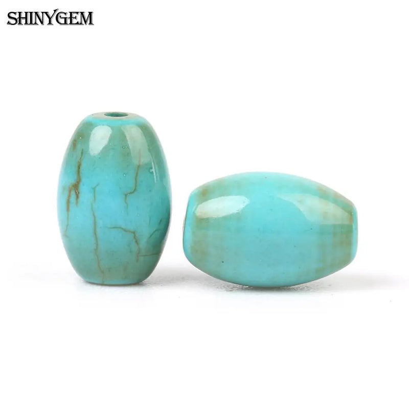 30PCS 5*8mm Natural Turquoise Barrel Beads for DIY Jewelry Making