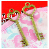 30PCS 50*18MM Antique Bronze Heart Key Charms Pendants DIY Jewelry Findings