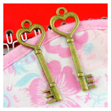30PCS 50*18MM Antique Bronze Heart Key Charms Pendants DIY Jewelry Findings
