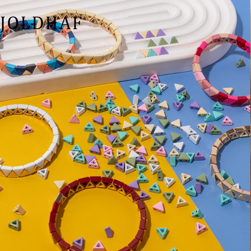 30PCS 6MM Triangle Shape Beads Colorful Rainbow Beads For Bracelets Making