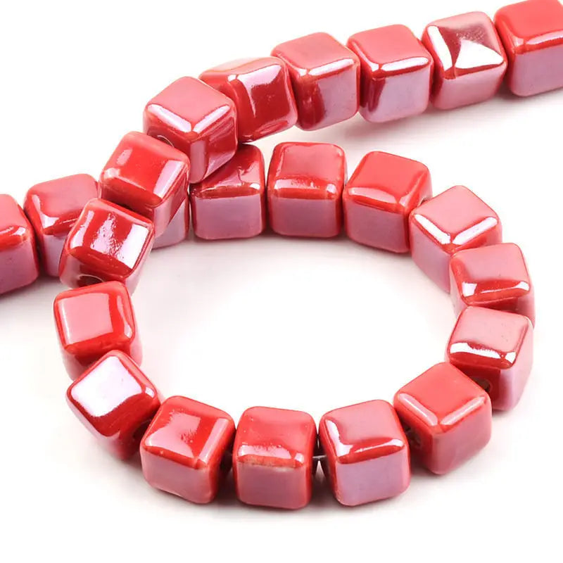 30PCS 6mm Cube Beads Colorful Glazed Ceramic Porcelain for Jewelry Making
